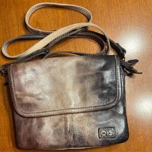 BDU Stu Ziggy Black and Brown Leather Crossbody Belt  Bag